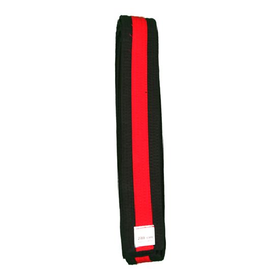 Instructors Black Deluxe 2" Cotton Belt W/ Red Stripe - Click Image to Close