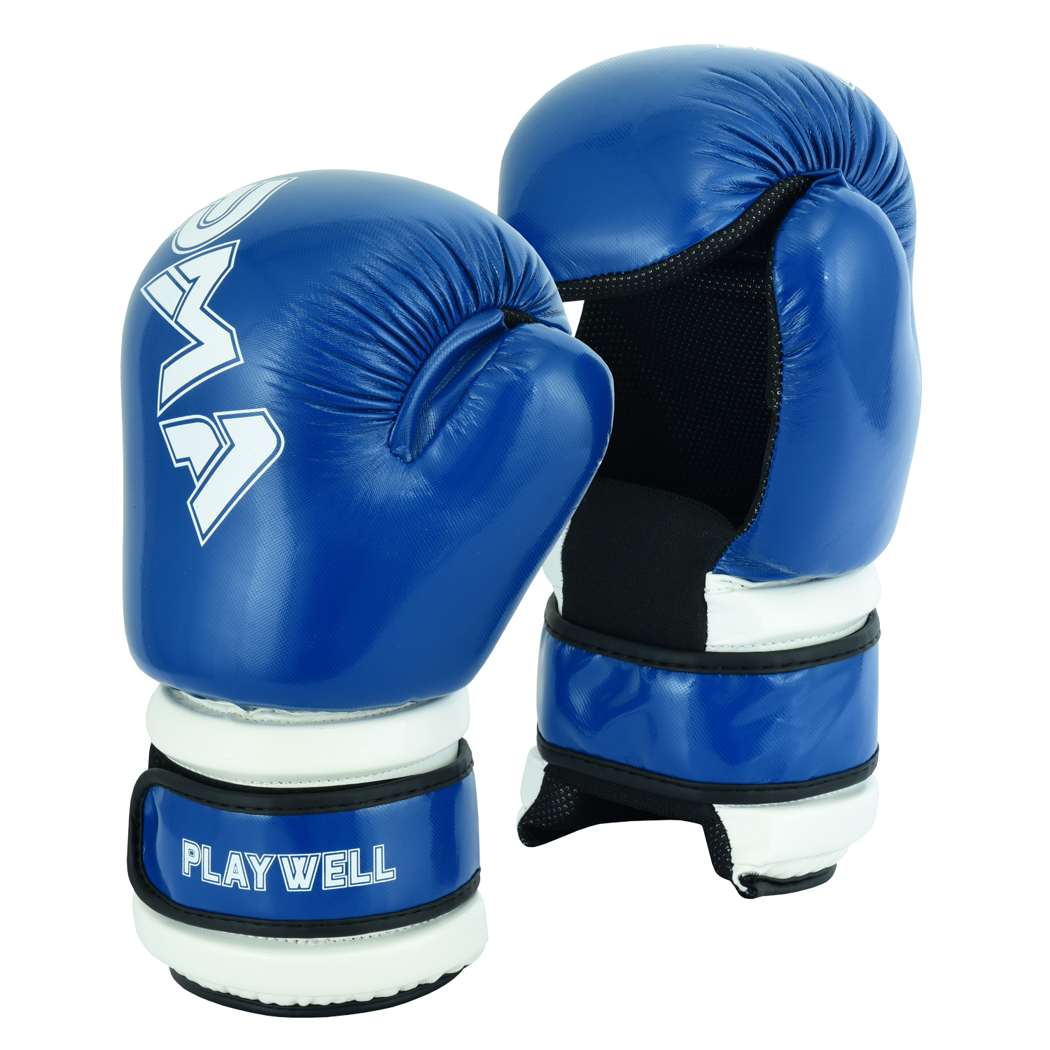 Semi Contact Elite Glossy Sparring Gloves: Blue - Click Image to Close