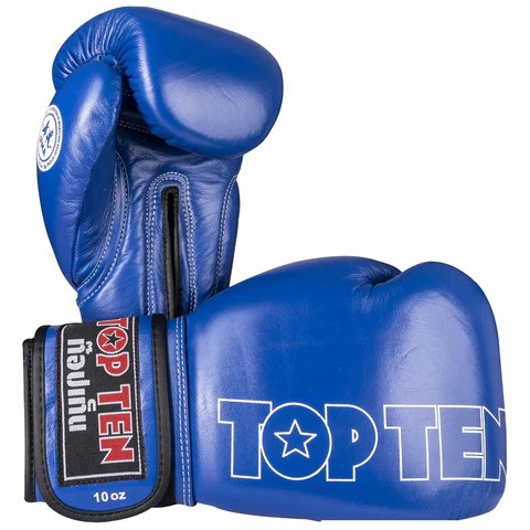 Top Ten Blue Muay Thai IFMA Approved Boxing Gloves - 10oz - Click Image to Close