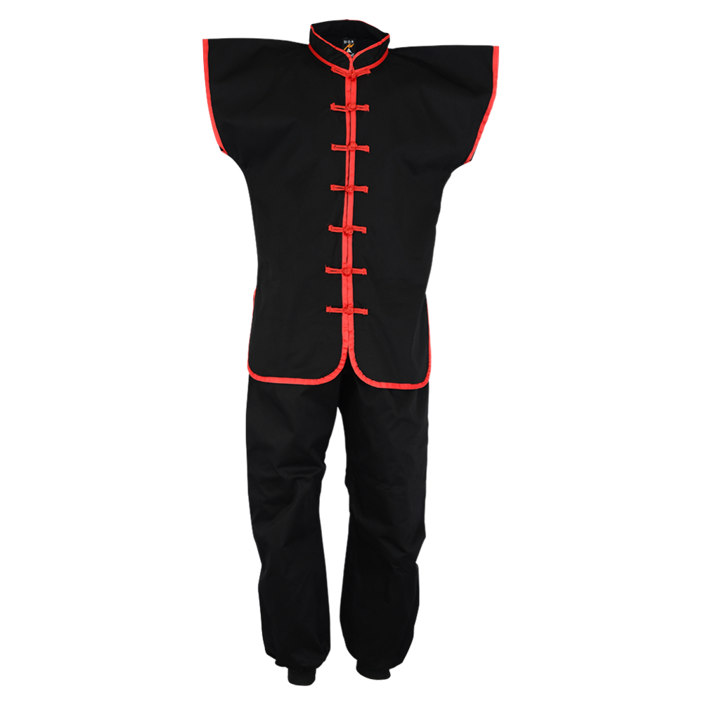 Kung Fu Sleeveless Suit: Black / Red - Click Image to Close