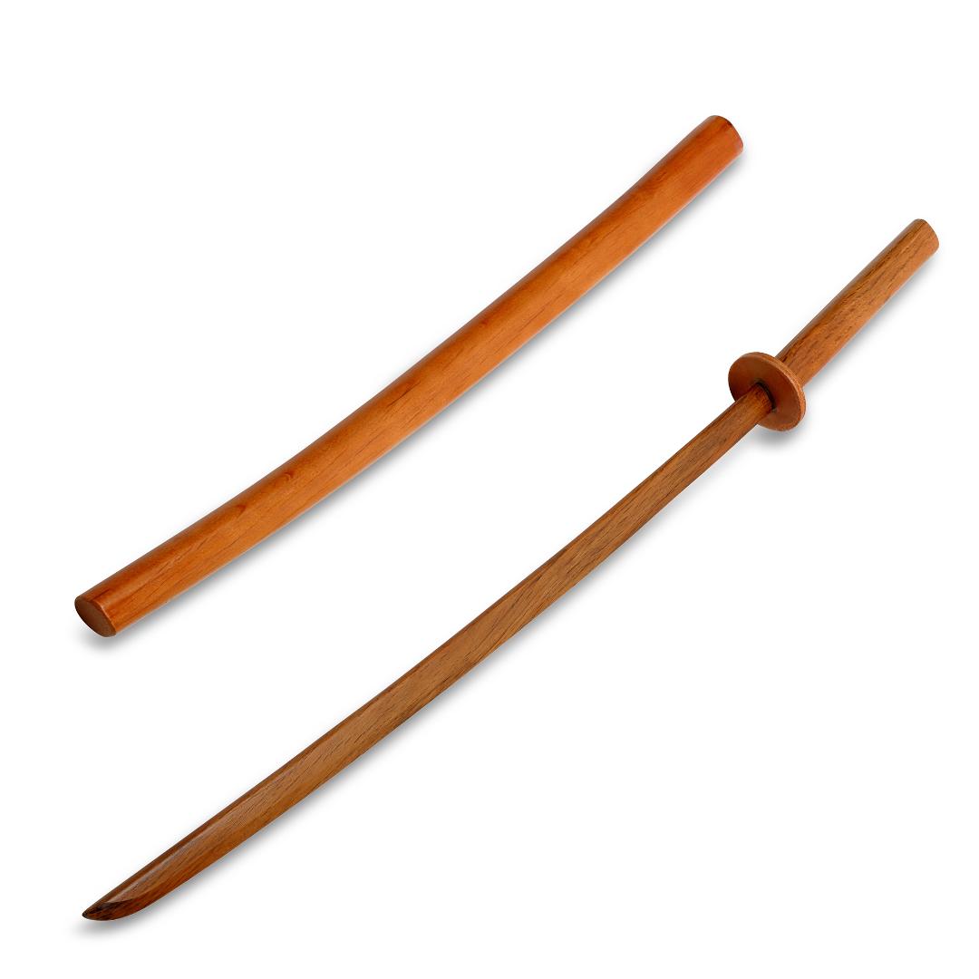 Wooden Bokken With Scabbard - Red Beech Wood - Click Image to Close