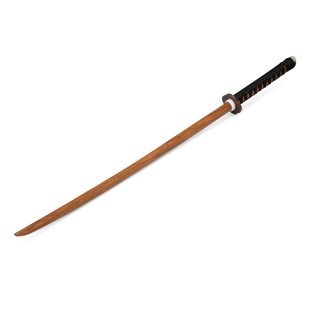 Wooden Red Beech Bokken With Roped Handle - Click Image to Close