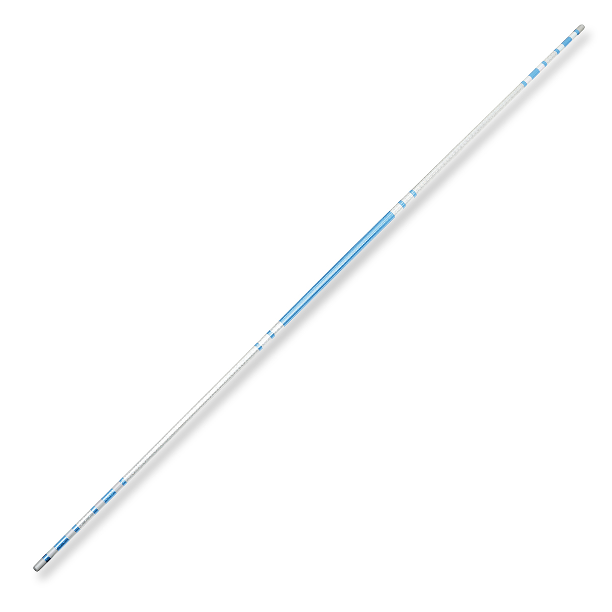 Chrome Competition Silver/Blue Lotus Wood Jo Staff - 50 Inches - Click Image to Close