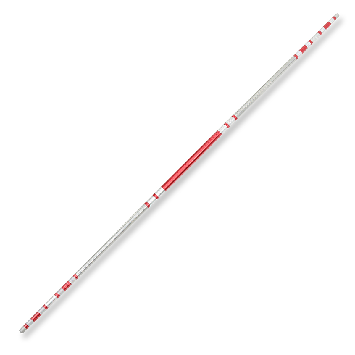 Chrome Competition Silver/Red Lotus Wood Bo Staff - 60 Inches - Click Image to Close