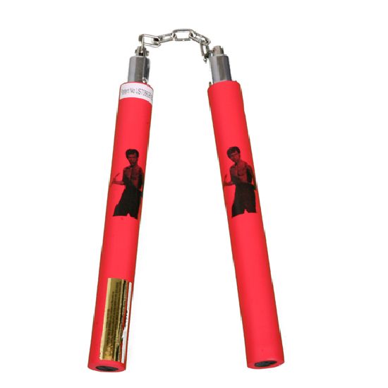 NR-021A: Foam Nunchaku with Metal B/Bearing. All Red Bruce Lee - Click Image to Close