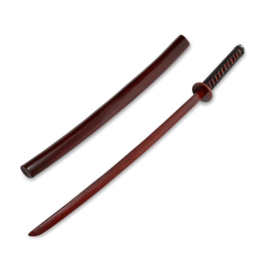 Wooden Roped Bokken With Scabbard - Cherry Oak - Click Image to Close