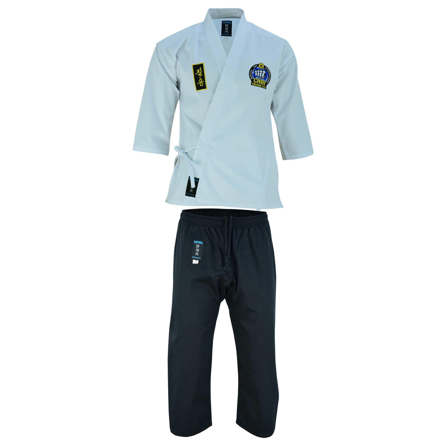 Kids Choi Kwang Do White Jacket/ Black Trouser Students Uniform - Click Image to Close