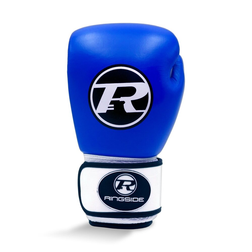 Ringside Boxing Leather Club Gloves Blue - 12oz - Click Image to Close