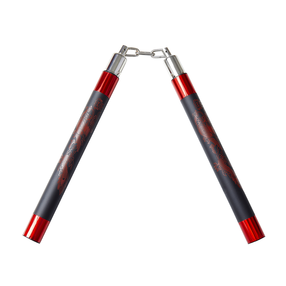 Deluxe Foam Speed Nunchucks With Chain - Black/Red - 9" - Click Image to Close