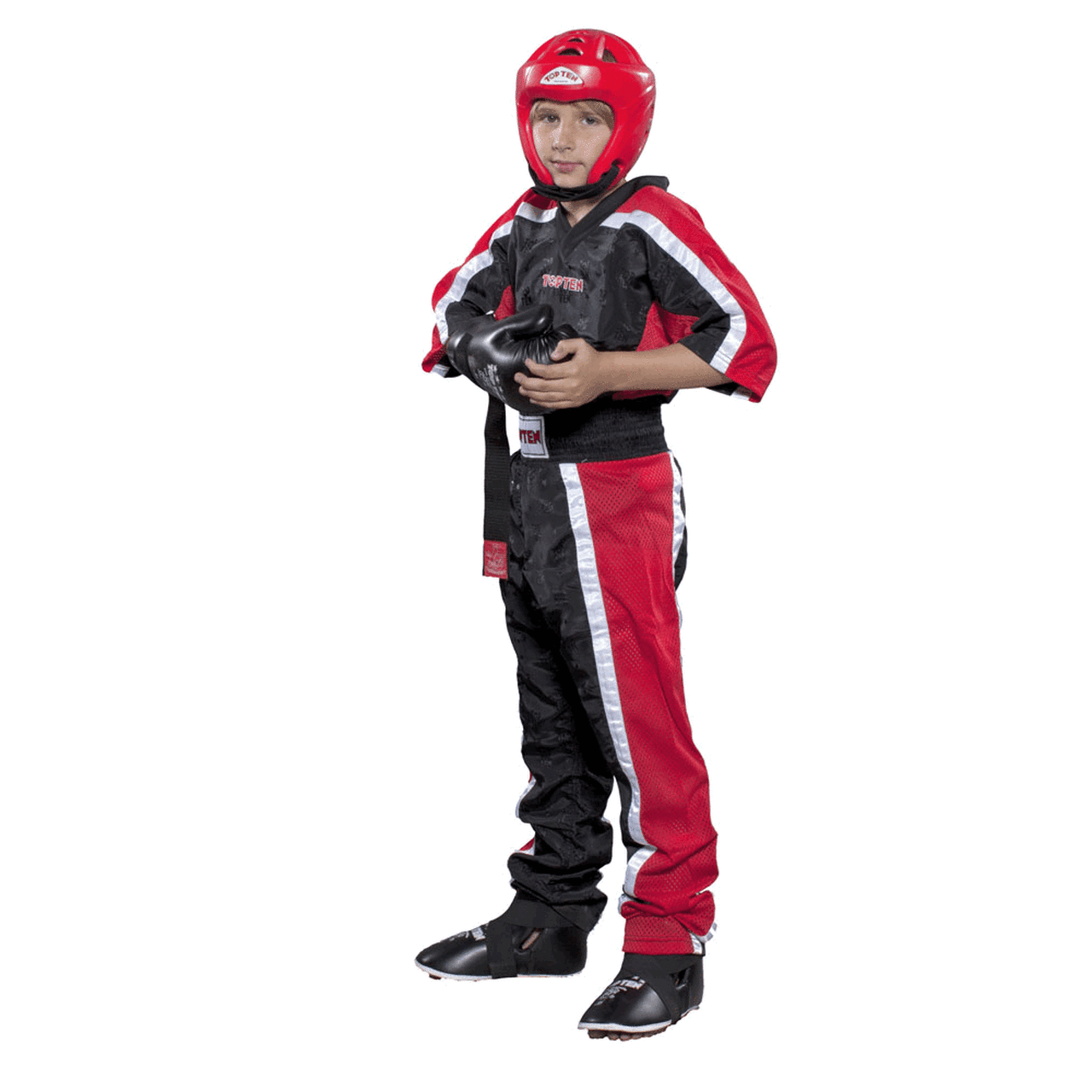 Top Ten Kids CoolMesh Kickboxing Uniform - Black/Red