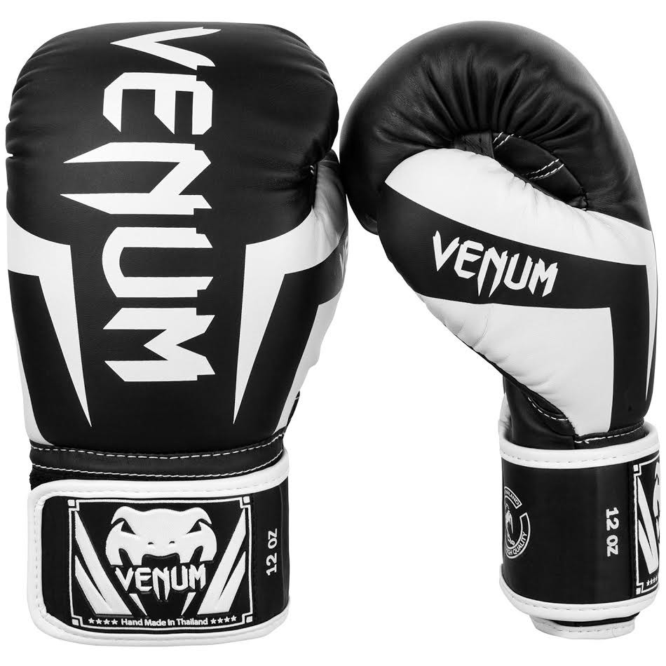 Venum Elite Boxing Gloves - Black/White - Click Image to Close