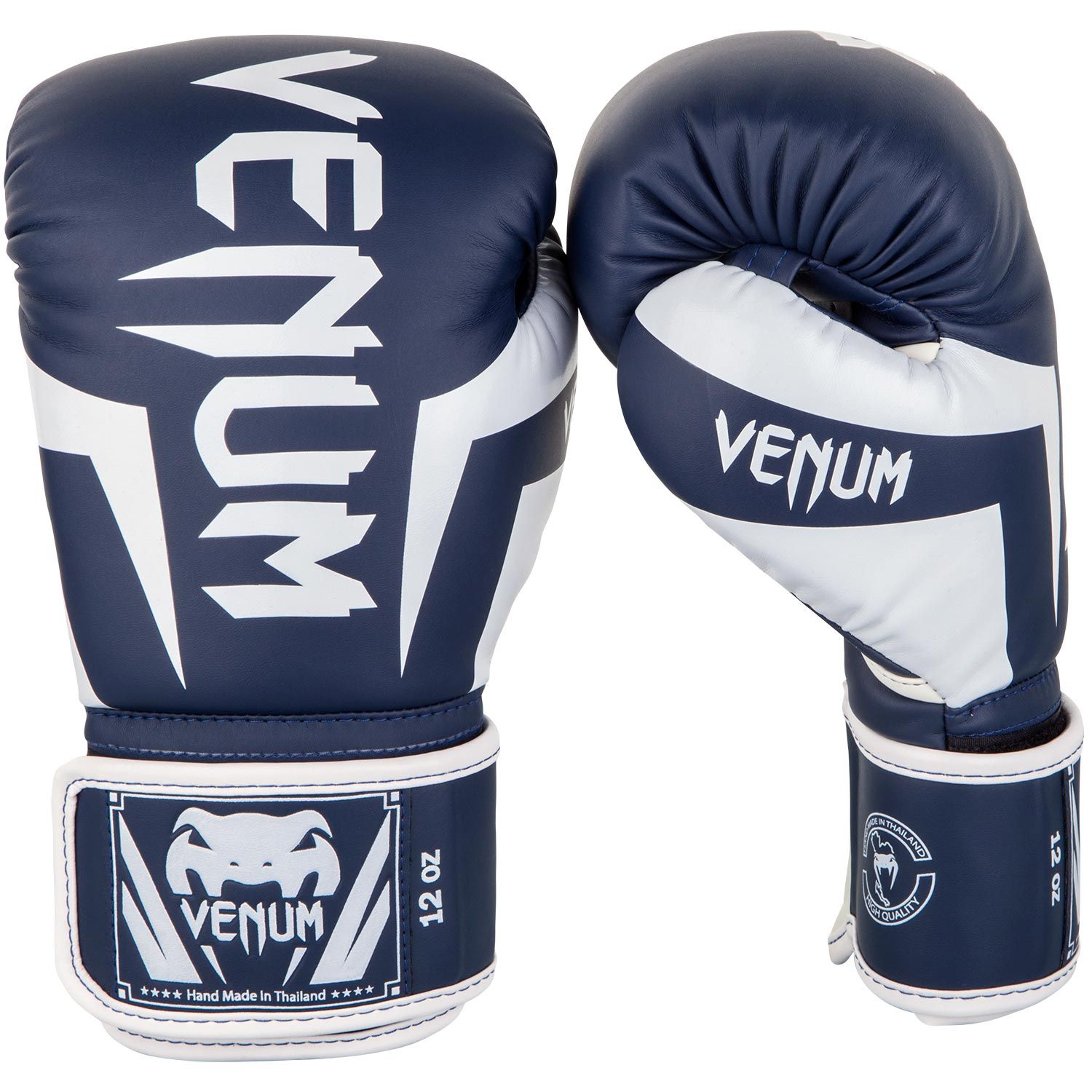 Venum Elite Boxing Gloves - Navy Blue/White - Click Image to Close