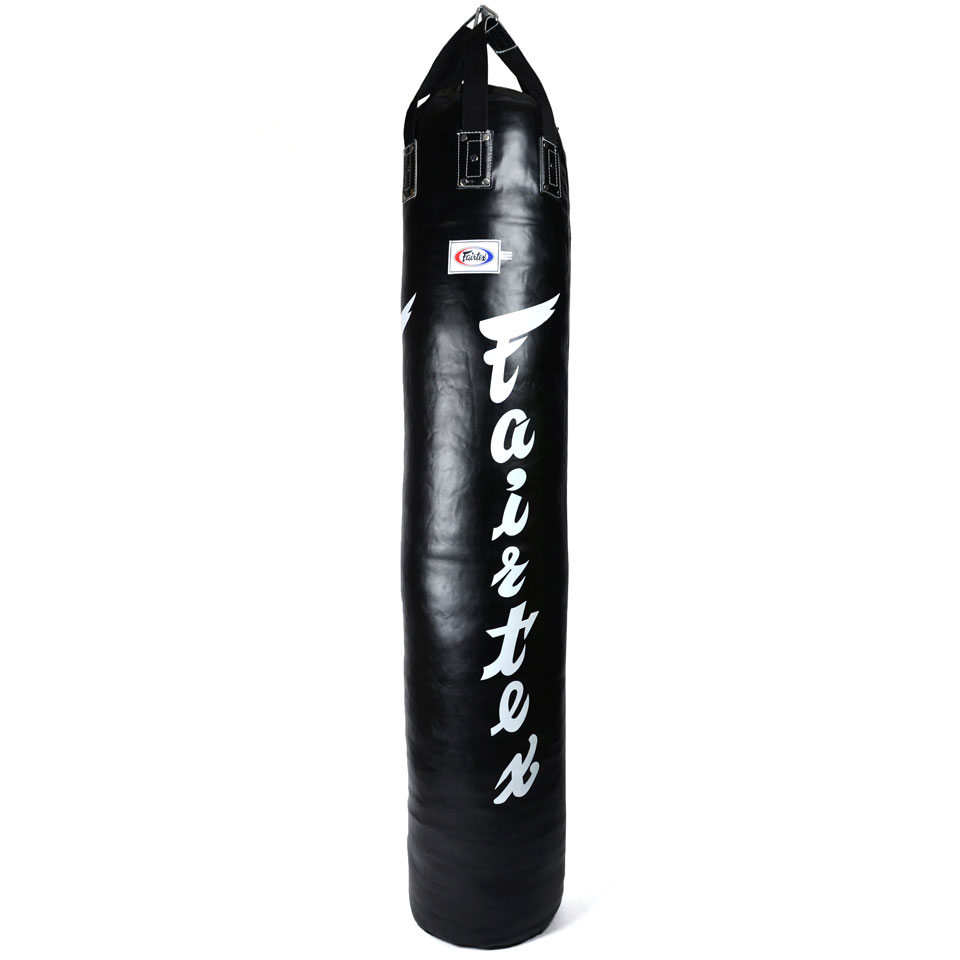 Fairtex Muay Thai 6ft Banana Punch Bag - Black (Filled 36-42kg) - Click Image to Close