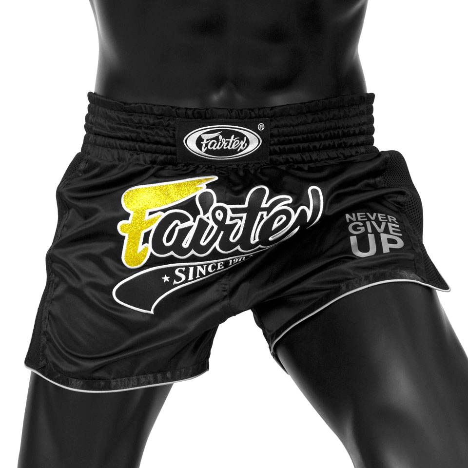 Fairtex Slim Cut Muay Thai Fight Shorts - Black - Click Image to Close