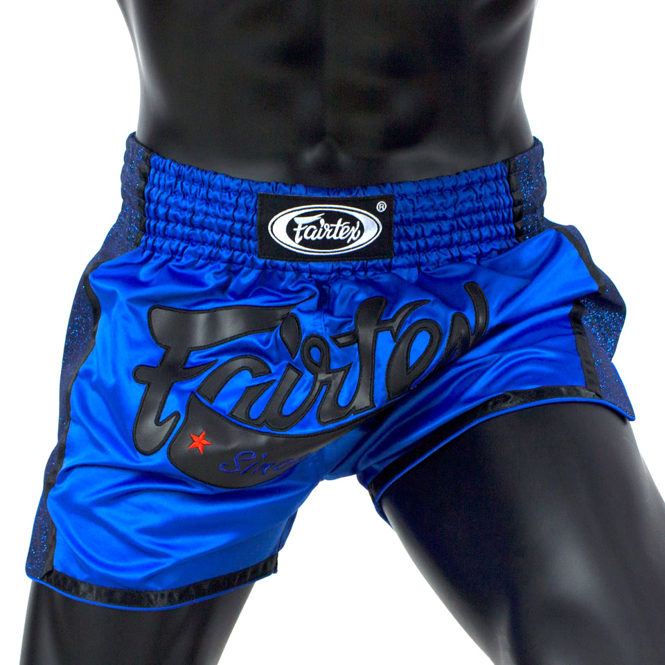 Fairtex Slim Cut Muay Thai Fight Shorts - Royal Blue - Click Image to Close