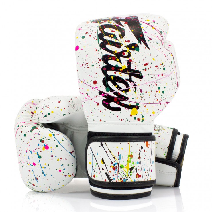Fairtex The Painter Boxing Gloves - White - Click Image to Close