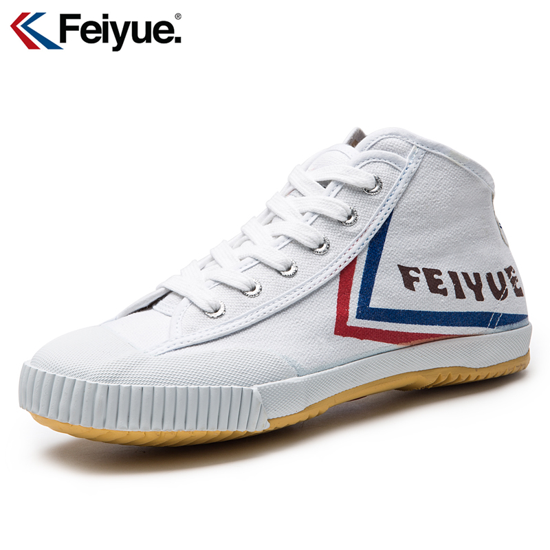 High Top Feiyue Wushu Training Shoes : White - Click Image to Close
