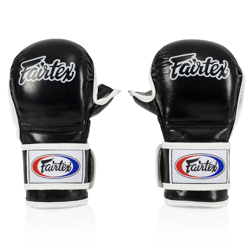 Fairtex FGV15 MMA Leather 7oz Sparring Gloves - Black - Click Image to Close