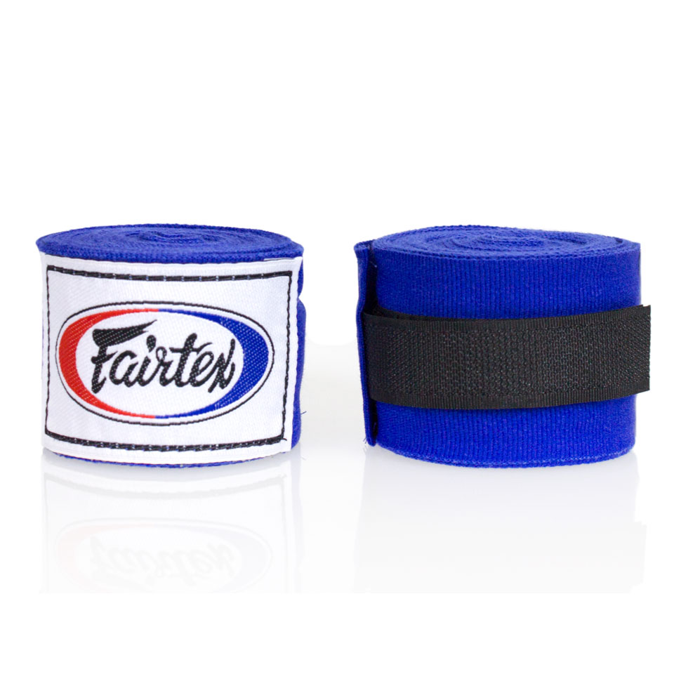 Fairtex Blue Traditional Elastic Stretch Hand Wraps - 4.5M - Click Image to Close