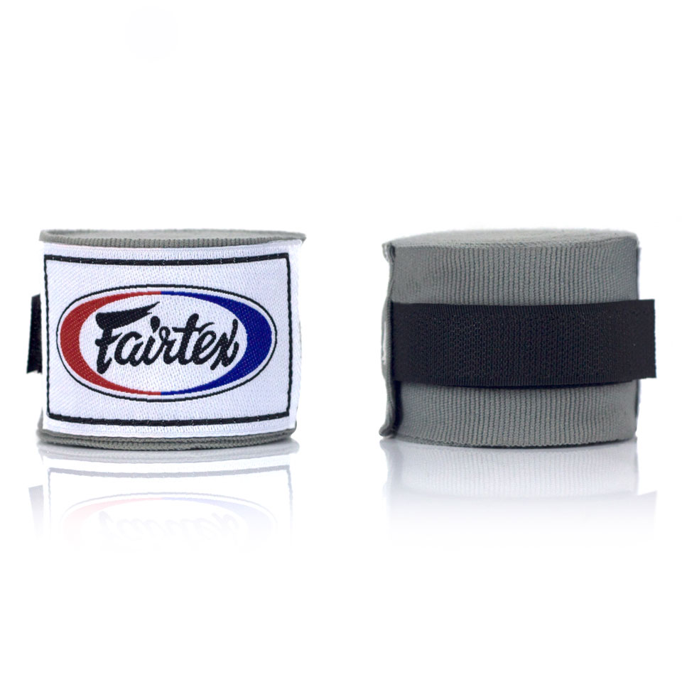 Fairtex Grey Traditional Elastic Stretch Hand Wraps - 4.5M - Click Image to Close