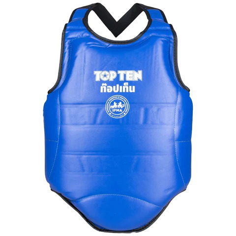Top Ten Muay Thai IFMA Approved Chest Guard - Blue - Click Image to Close
