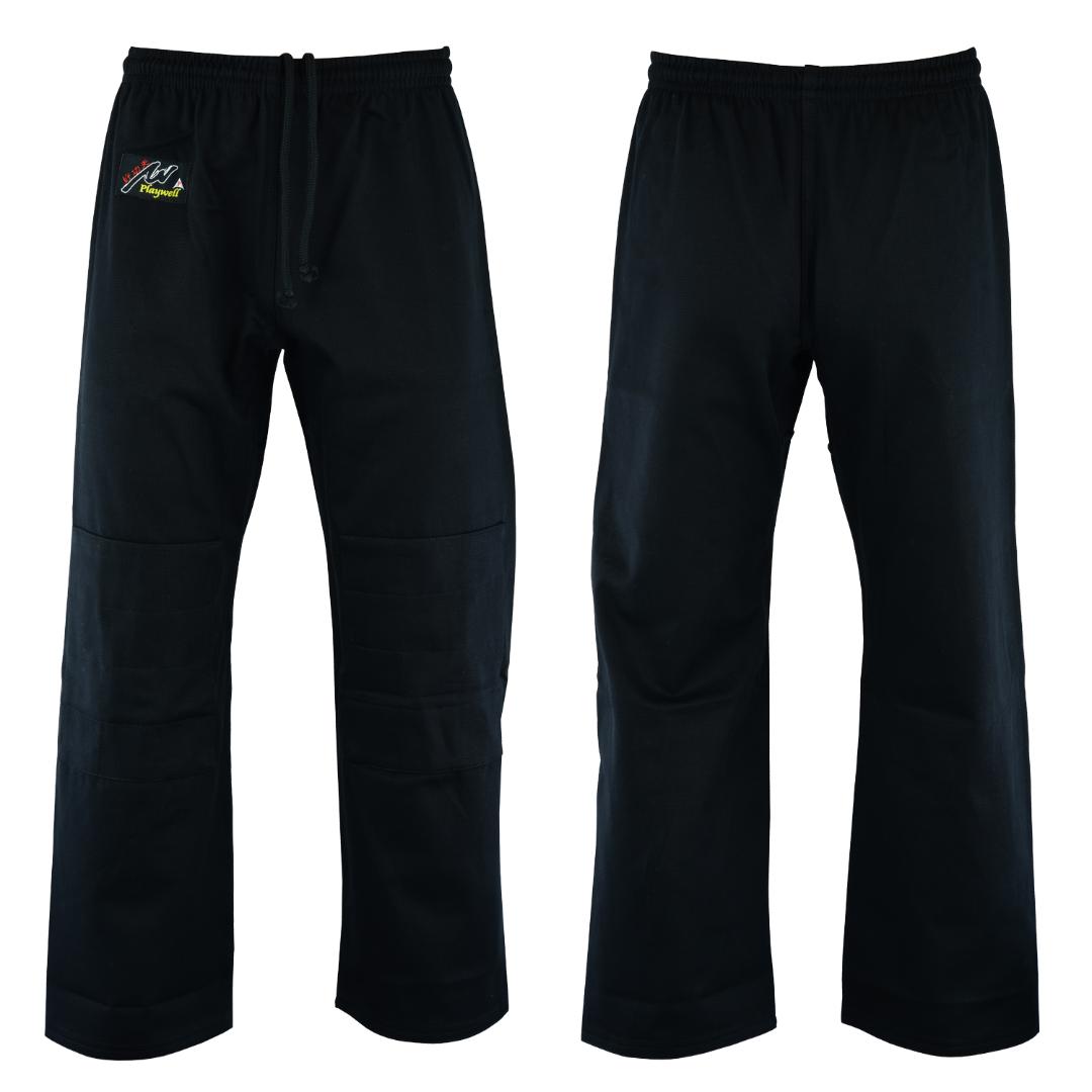 Judo Trousers: Bleached (Black) 10oz - (Double Padded Knees) - Click Image to Close