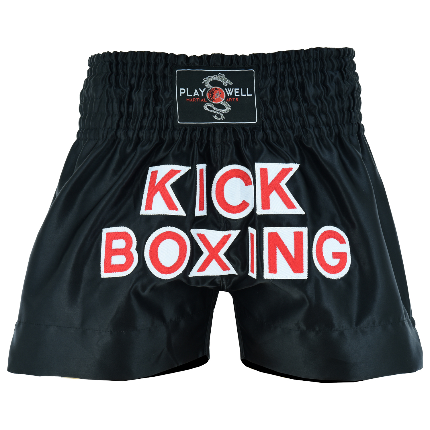 KickBoxing Competition Satin Fight shorts - Black - Click Image to Close