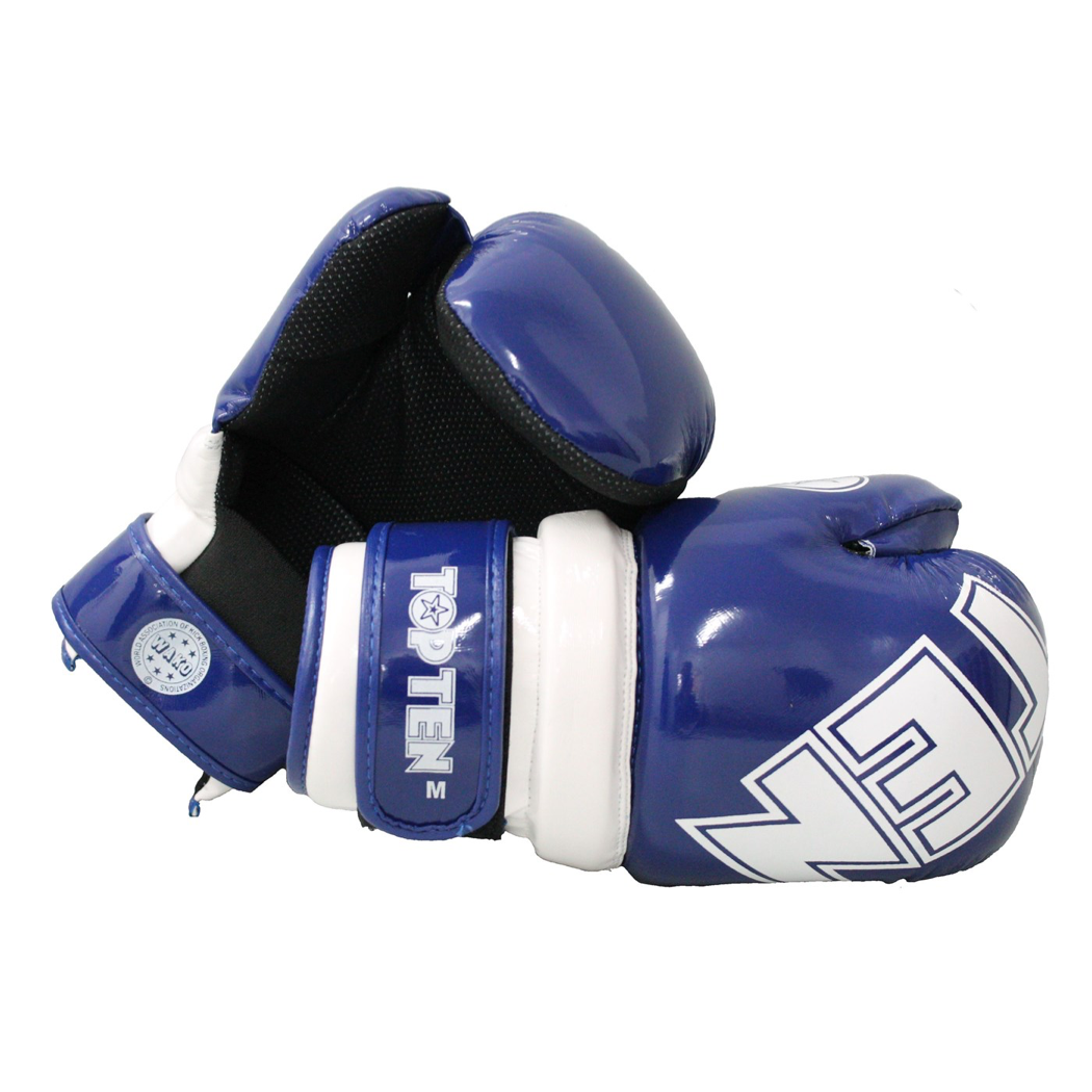 Top Ten WAKO Approved Pointfighter Glossy Gloves - Blue - Click Image to Close
