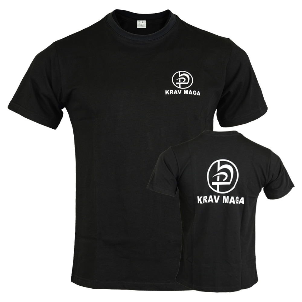 Krav Maga Black Cotton Training T shirt - Click Image to Close