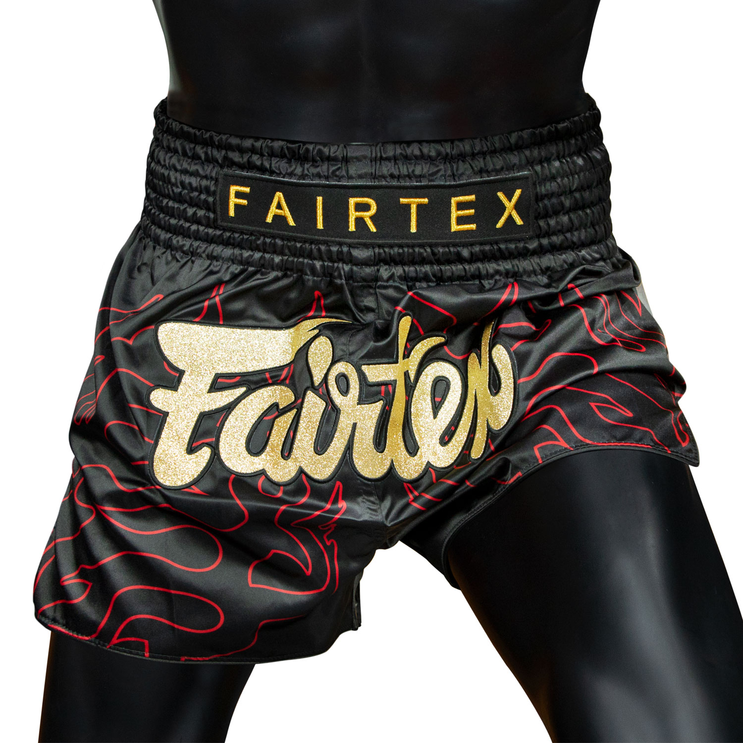 Fairtex Slim Cut Muay Thai Fight Shorts - Black Lava - Click Image to Close