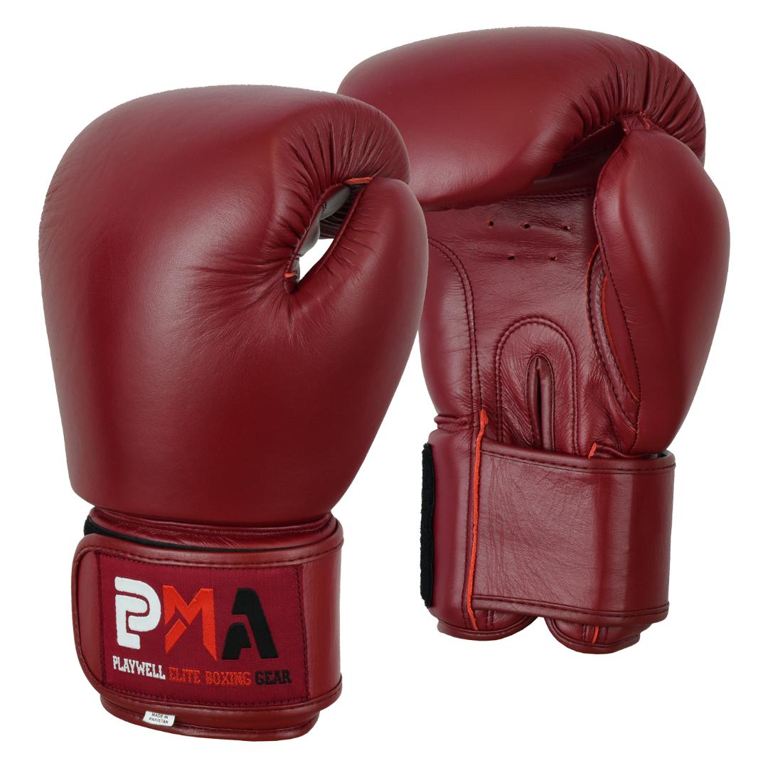 Elite Leather Classic Maroon Series Boxing Gloves - Click Image to Close
