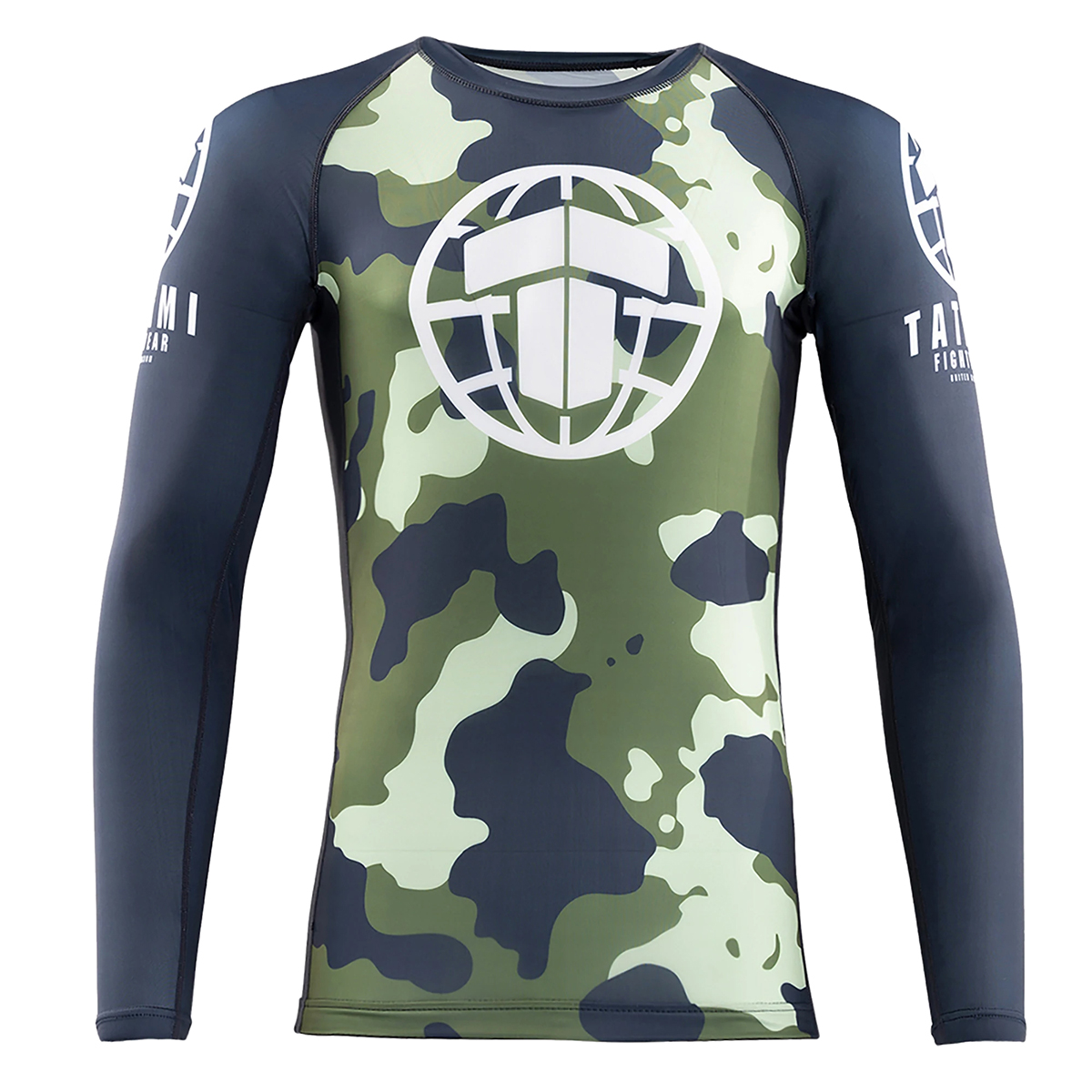 Tatami Mens MTP Green Camo Long Sleeve Rash Guard - Click Image to Close