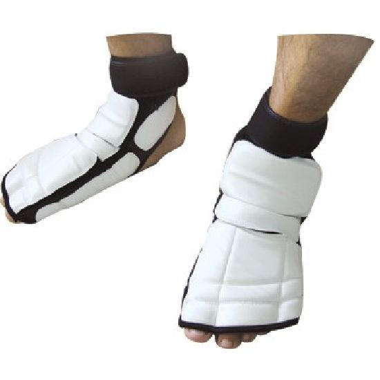 Taekwondo White Instep Foot Sparring Guards - Click Image to Close