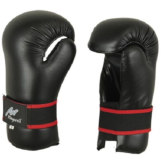 Semi Contact Point Sparring Gloves: Black - Click Image to Close