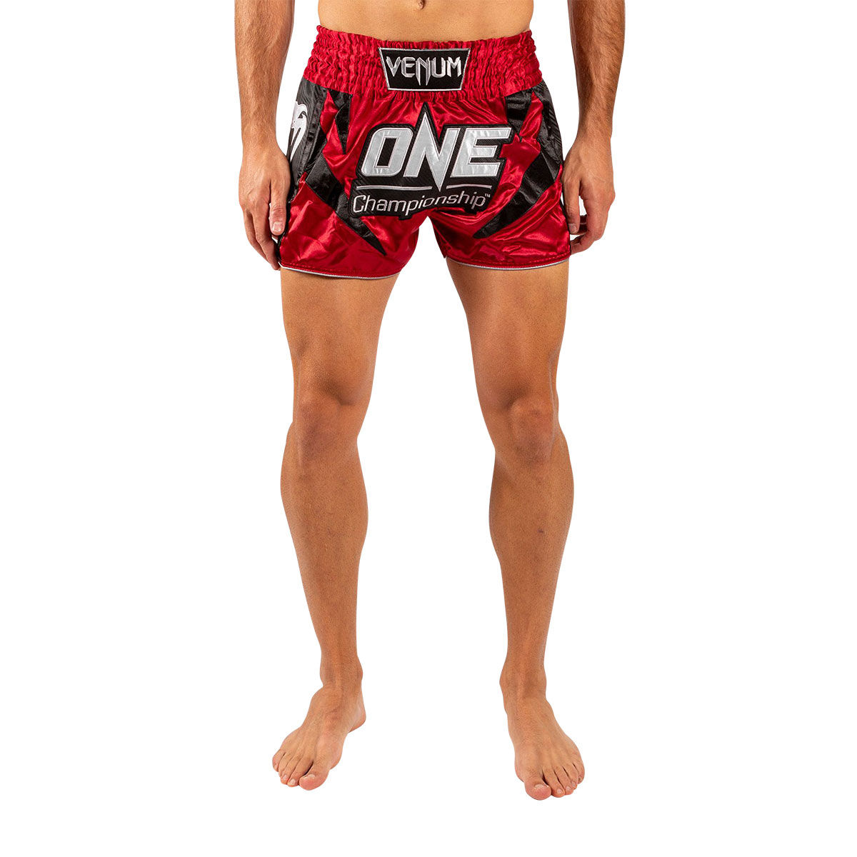 Venum X One FC Muay Thai Shorts - Red - Click Image to Close