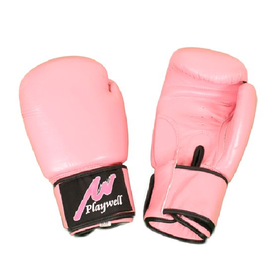 Boxing Glove Proffessional Leather : Pink - With Free Wraps - Click Image to Close