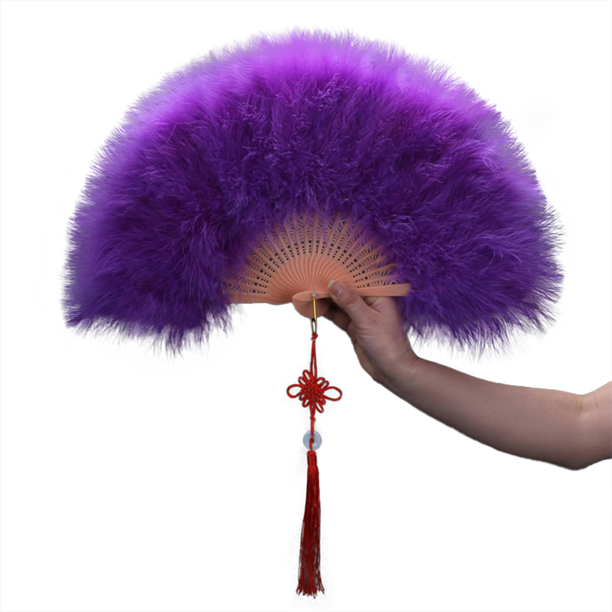 Martial Arts Kung Fu Purple Feather Fan - Click Image to Close