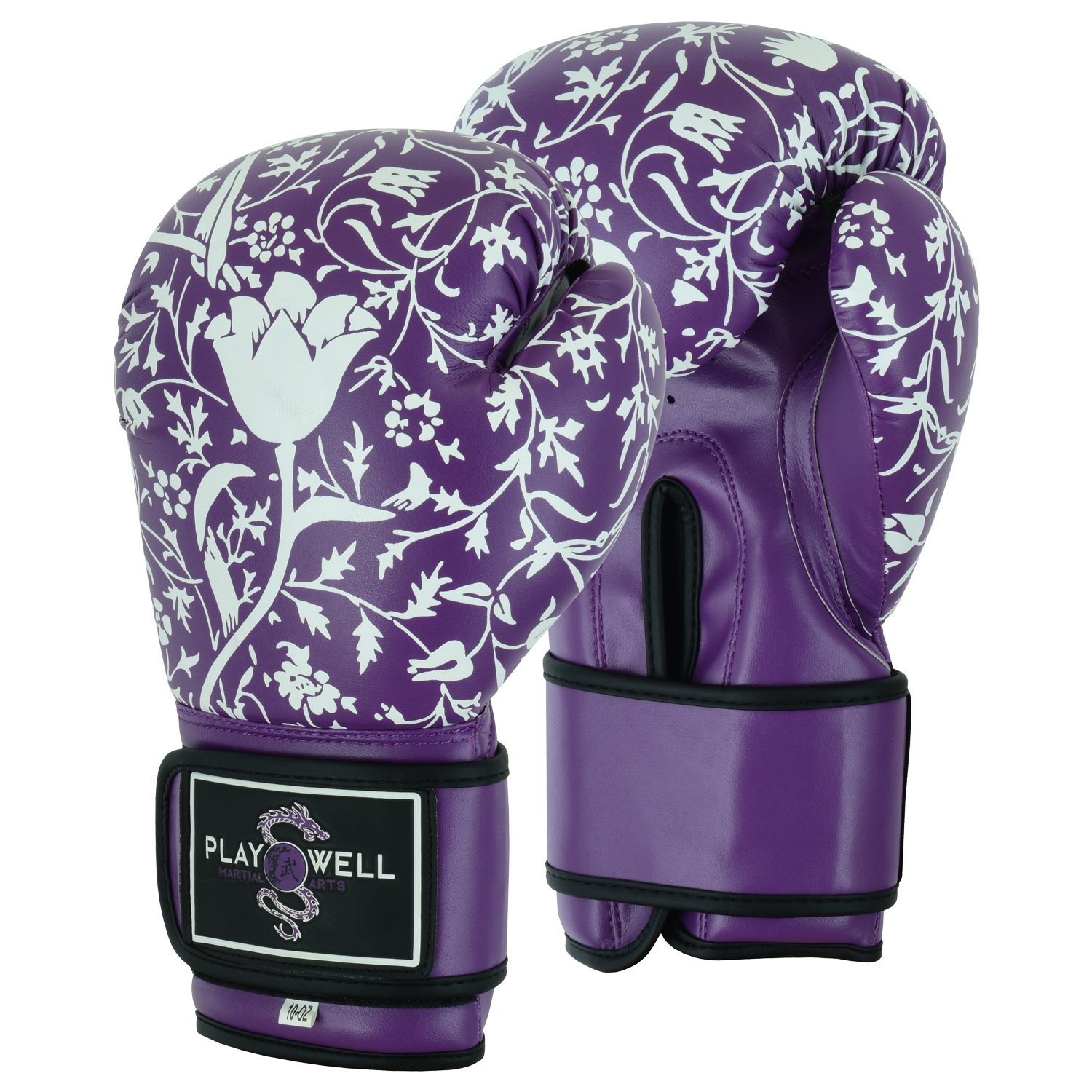 Ladies Beginners Purple Boxing Gloves - Flowers - Click Image to Close