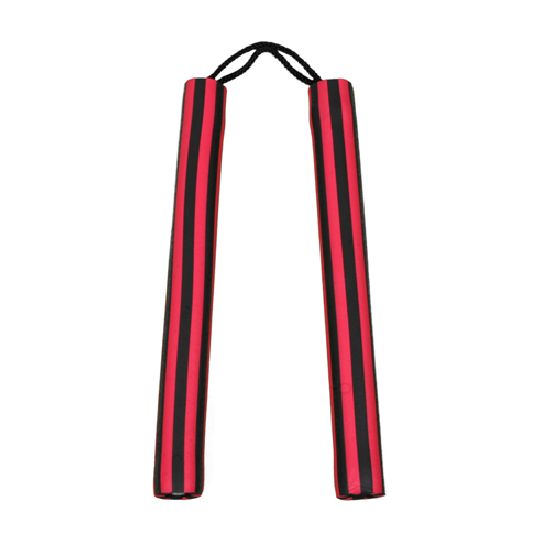 NR-003: Foam Nunchaku with Cord Black/ Red stripes - Click Image to Close