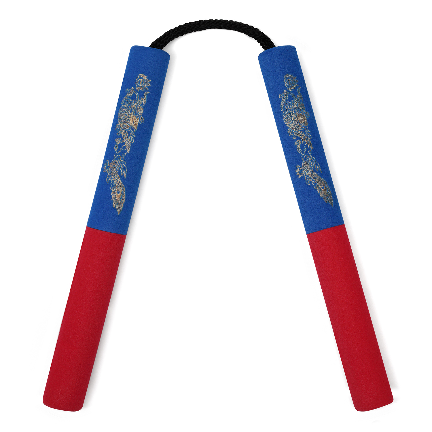 NR-004B: Foam Nunchaku with Cord Red/ Blue Dragon - Click Image to Close