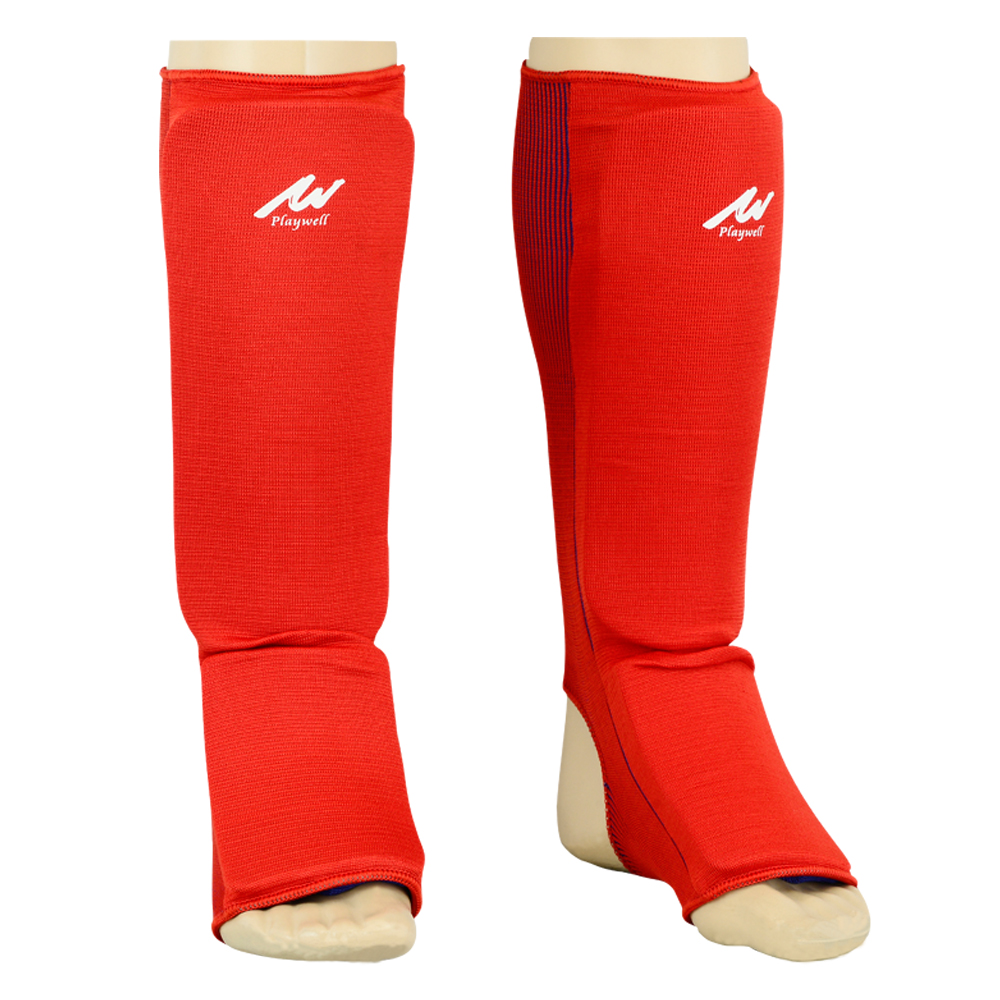 Elasticated Reversible Shin Instep Pads- Red/Blue - Click Image to Close