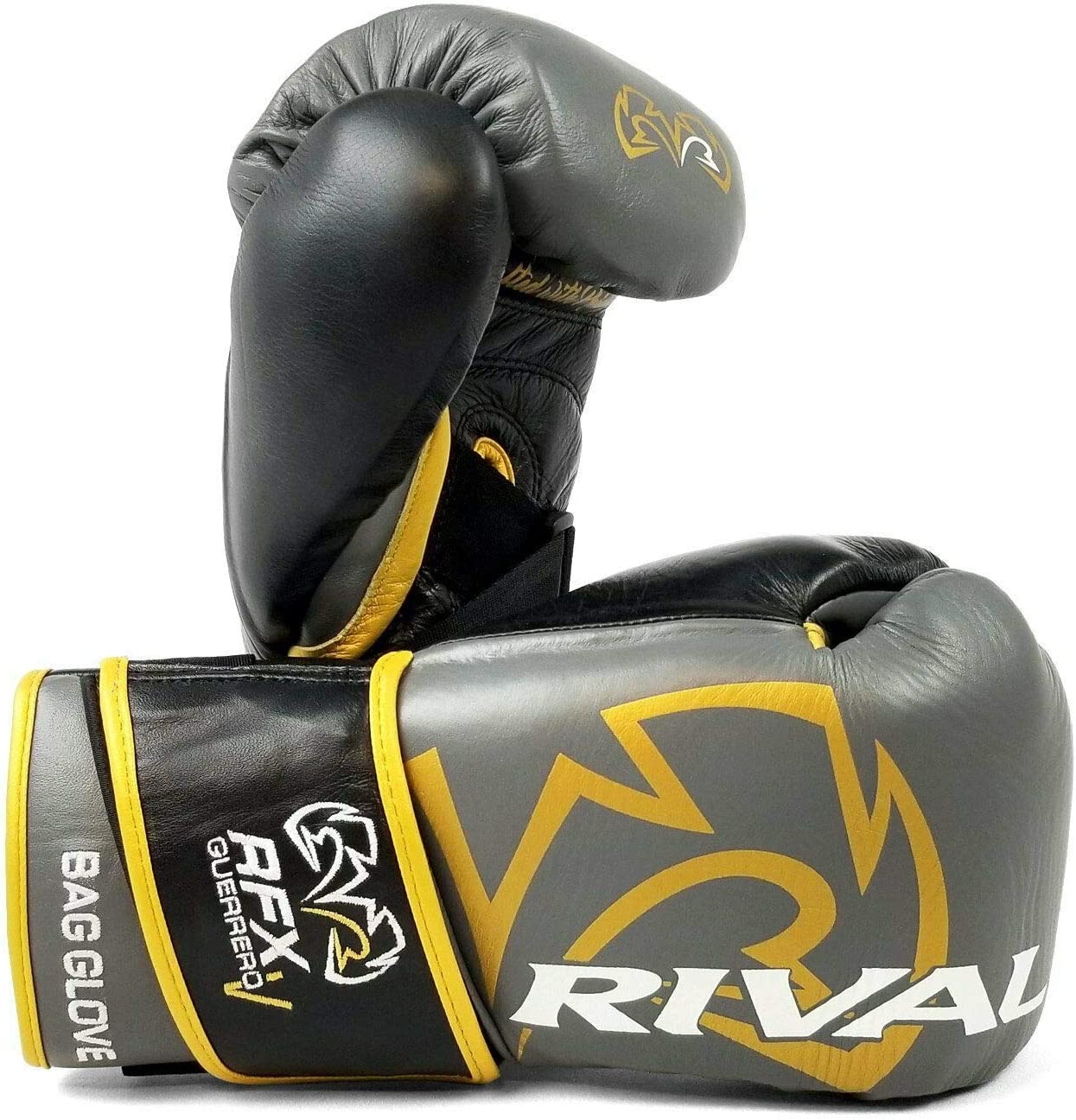 Rival RFX Guerrero V Leather Bag Gloves HDE F - Grey/Gold - Click Image to Close