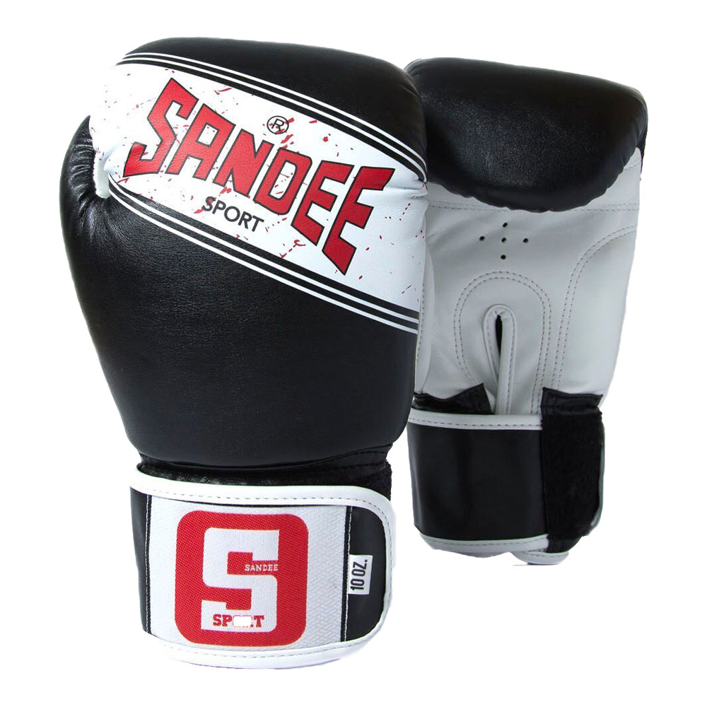 Sandee Sport Muay Thai Boxing Gloves - Black - Click Image to Close