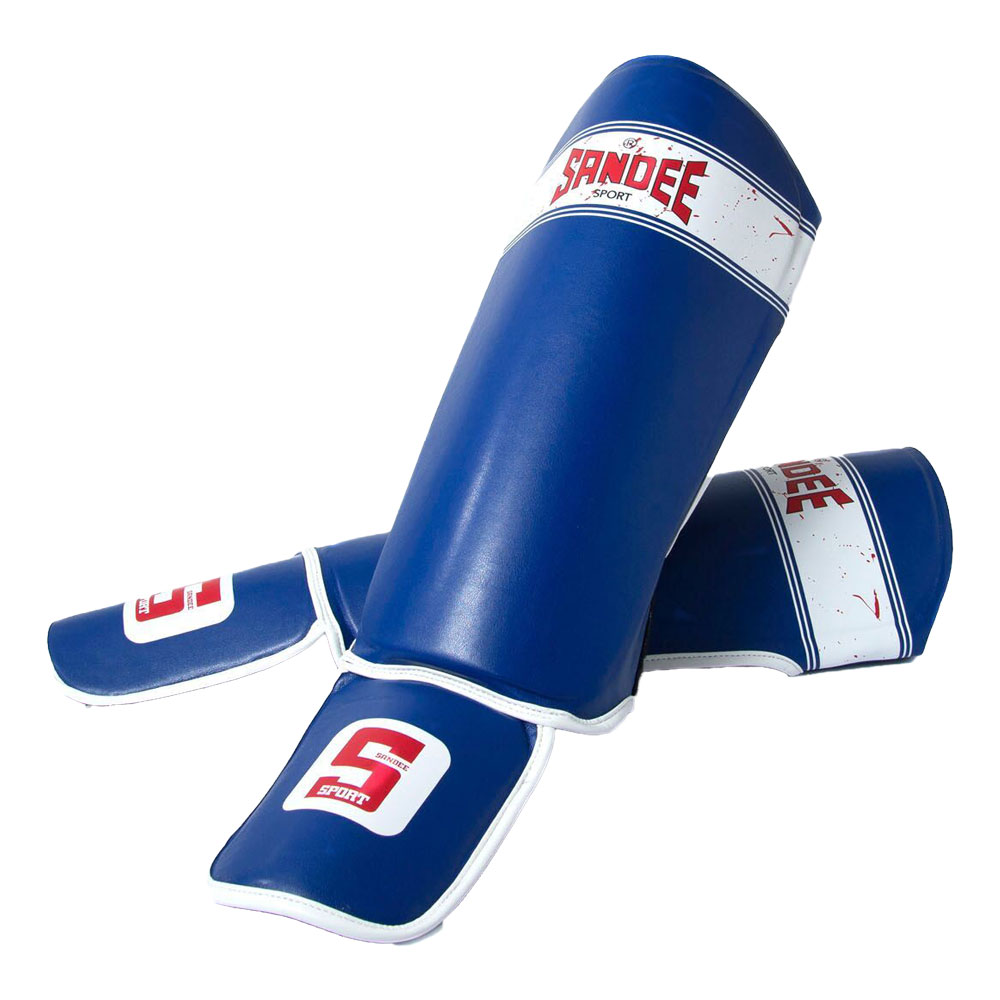 Sandee Sport Muay Thai Shin Guards - Blue - Click Image to Close