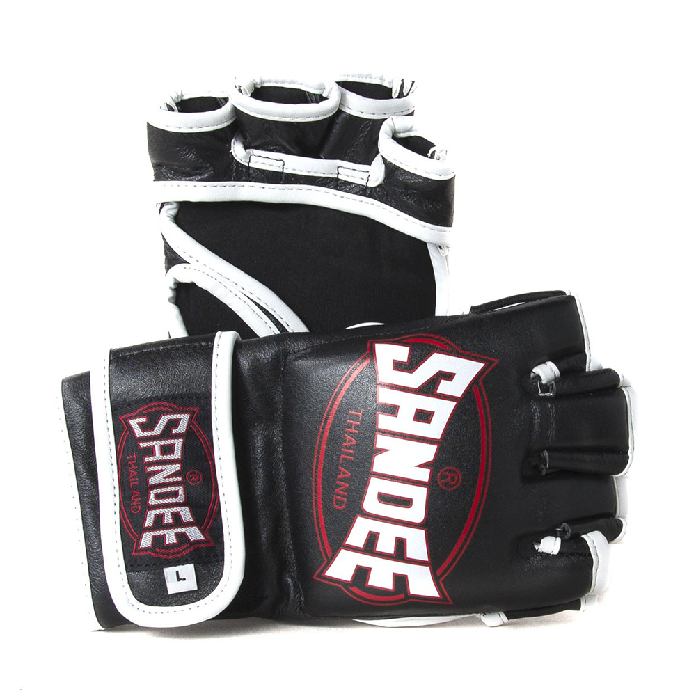 Sandee MMA Leather Fight Gloves - Black 4oz - Click Image to Close