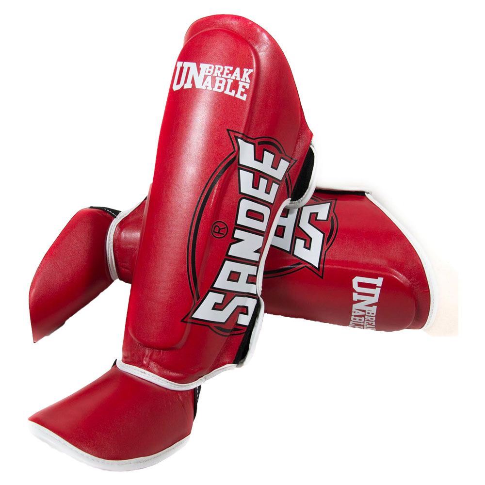 Sandee Kids Muay Thai Shin Guards - Red - Click Image to Close