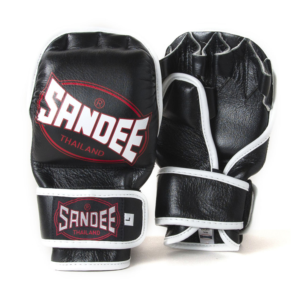 Sandee MMA Leather Fight Gloves - Black 7oz - Click Image to Close