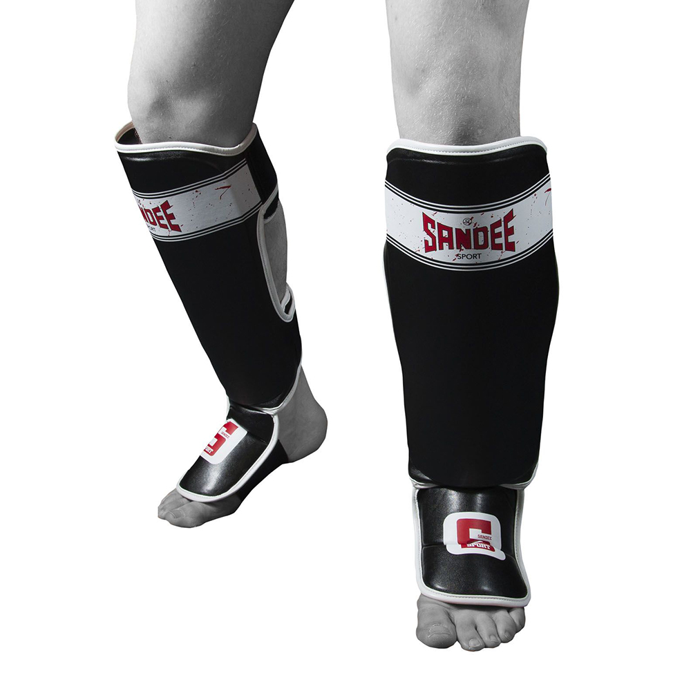 Sandee Sport Muay Thai Shin Guards - Black - Click Image to Close