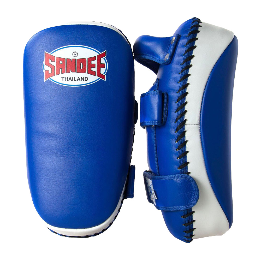 Sandee Muay Thai Leather Curved Kick Pads - Pair - Click Image to Close