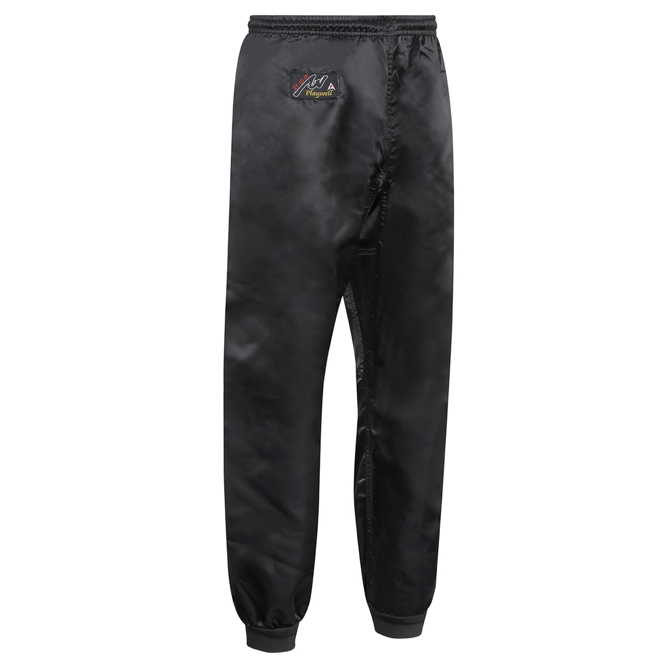 Kung Fu Trousers: Black Satin - Click Image to Close